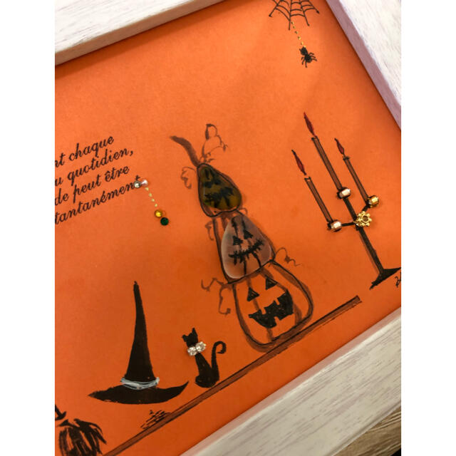 donpach様専用　同梱割引　シーグラスアート　手描き　ハロウィンオレンジ ハンドメイドのインテリア/家具(アート/写真)の商品写真