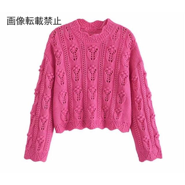 ZARA - 🎐8月新作🍧5252◇pink ピンク デザイン ニット セーター ZARA - 🎐8月新作🍧5252◇pink ピンク デザイン ニット セーター