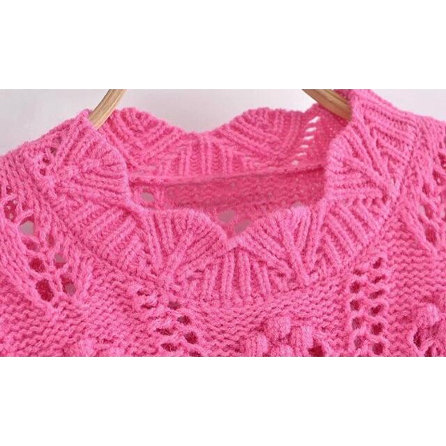 ZARA - 🎐8月新作🍧5252◇pink ピンク デザイン ニット セーター ZARA - 🎐8月新作🍧5252◇pink ピンク デザイン ニット セーター