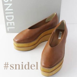 スナイデル(SNIDEL)のsnidel ウッドプラットフォームシューズ　ブラウンMサイズ(ハイヒール/パンプス)