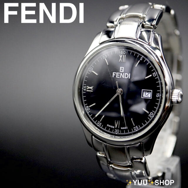 FENDI - 人気【電池新品】FENDI 210G デイト ブラック メンズ 腕時計