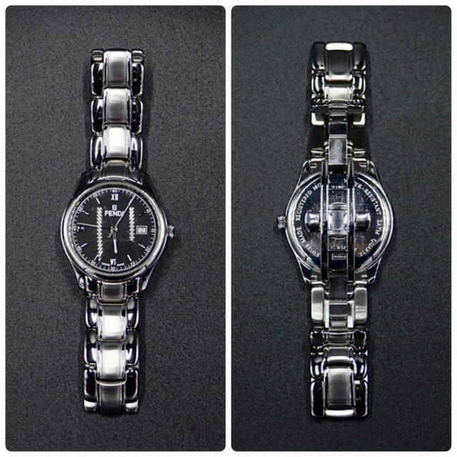 人気【電池新品】FENDI 210G デイト ブラック メンズ 腕時計 付属品