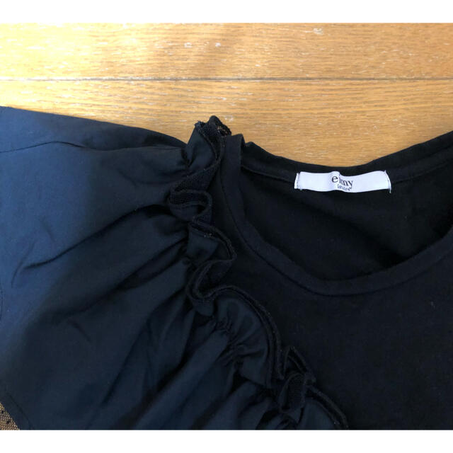 eimy istoire(エイミーイストワール)の専用eimyフリルドッキングTシャツ  黒♡ レディースのトップス(Tシャツ(半袖/袖なし))の商品写真