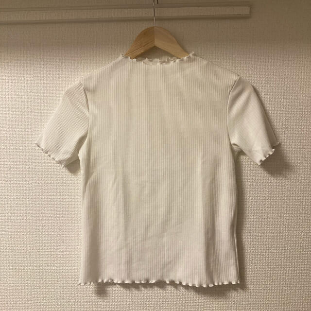 GU(ジーユー)のリブメローコンパクトT 半袖 オフホワイト S レディースのトップス(Tシャツ(半袖/袖なし))の商品写真