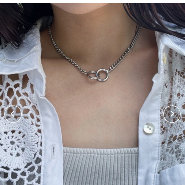 moussy(マウジー)のなとりか×y/mダブルリングネックレス レディースのアクセサリー(ネックレス)の商品写真