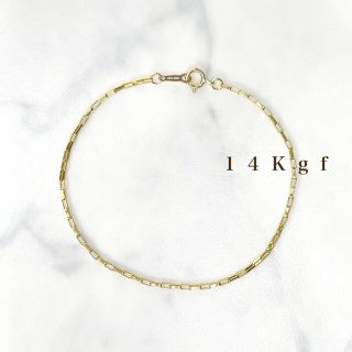 14Kgf／K14gf スクエアチェーンブレスレット／シンプルブレスレット 華奢(ブレスレット/バングル)