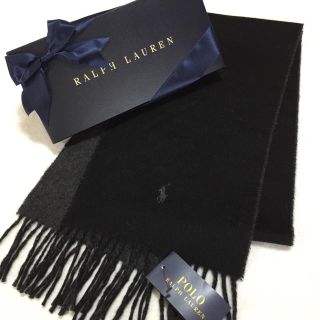 ポロラルフローレン(POLO RALPH LAUREN)の新品✨ラルフローレン イタリア製 マフラー / ブラック(マフラー/ショール)