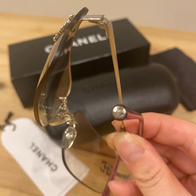 シャネル サングラス 4017-D ココマーク ラインストーン フチなし 眼鏡