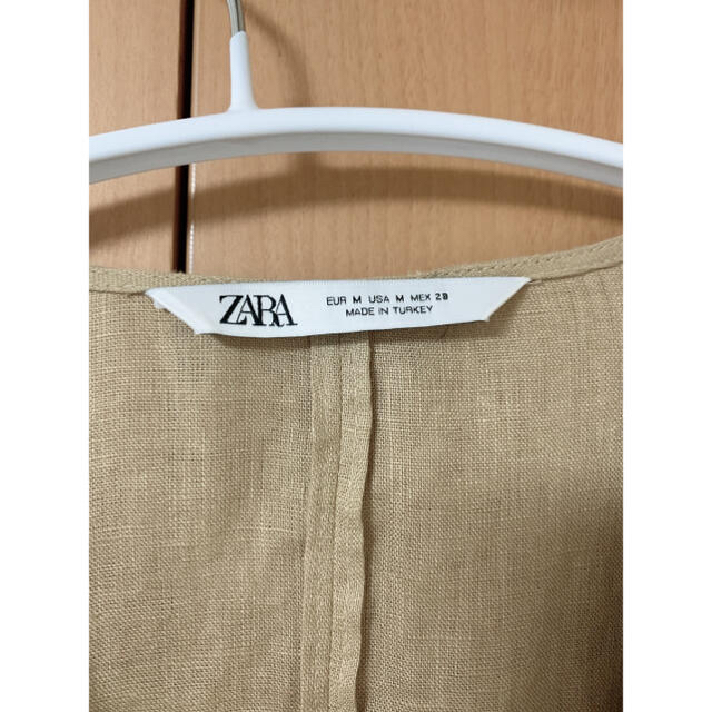 ZARA(ザラ)のEARTHKIDS様専用ZARA⭐︎ベルテッドリネンブラウス  M レディースのジャケット/アウター(ノーカラージャケット)の商品写真