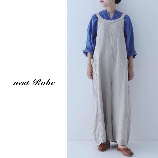 【新品未使用】nest robe（ネストローブ）| リネンワイドサロペット