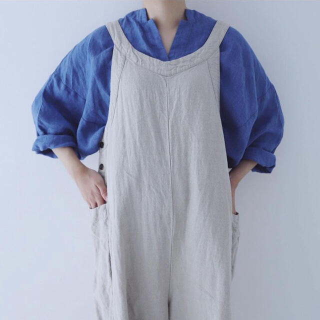 nest Robe(ネストローブ)の【新品未使用】nest robe（ネストローブ）| リネンワイドサロペット レディースのパンツ(サロペット/オーバーオール)の商品写真