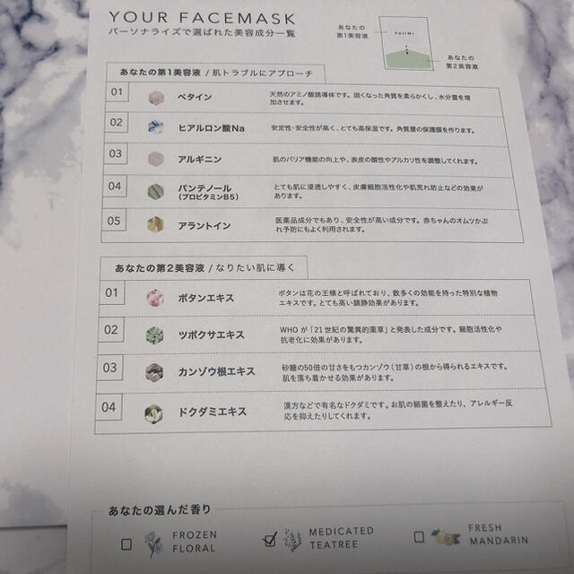 FUJIMI パーソナライズフェイスマスク コスメ/美容のスキンケア/基礎化粧品(パック/フェイスマスク)の商品写真
