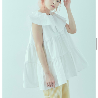 専用ノースリーブsailor tiered blouse ホワイト(シャツ/ブラウス(半袖/袖なし))