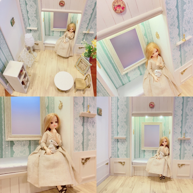リカちゃんハウス 出窓ソファースタイル ミニチュアドールハウス レース柄 リカちゃんハウス 出窓ソファースタイル ミニチュアドールハウス レース柄