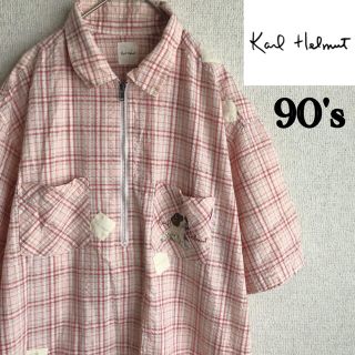 カールヘルム(Karl Helmut)の90s Karl Helmut シアサッカー　半袖　プルオーバー　シャツ　L(シャツ)