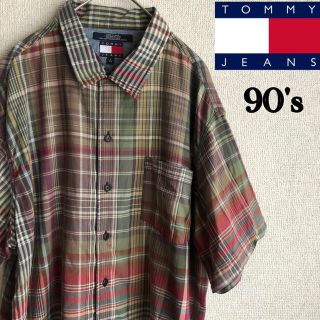 トミーヒルフィガー(TOMMY HILFIGER)の90s tommy jeans 半袖　マドラスチェック　シャツ　トミージーンズ(シャツ)