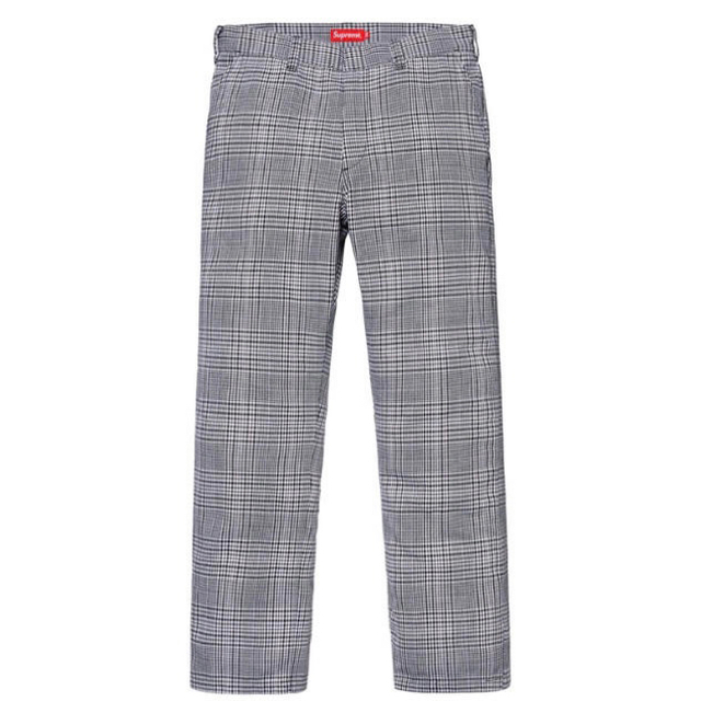 18ss supreme work pant black plaid 30