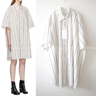 マルタンマルジェラ(Maison Martin Margiela)のメゾン マルジェラ④ オーバーサイズ ストライプ シャツ ワンピース ドレス(ひざ丈ワンピース)