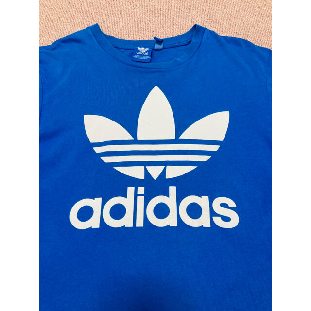 adidas(アディダス)の☆アディダス☆ デカロゴ Tシャツ ブルー メンズLサイズ メンズのトップス(Tシャツ/カットソー(半袖/袖なし))の商品写真