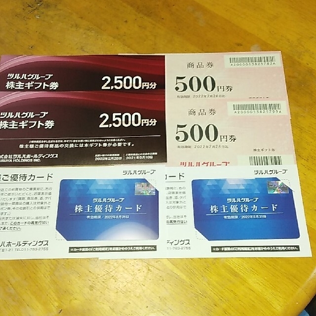 数量限定価格!! ツルハ株主優待券 6000円分+5％割引券(2枚) | www