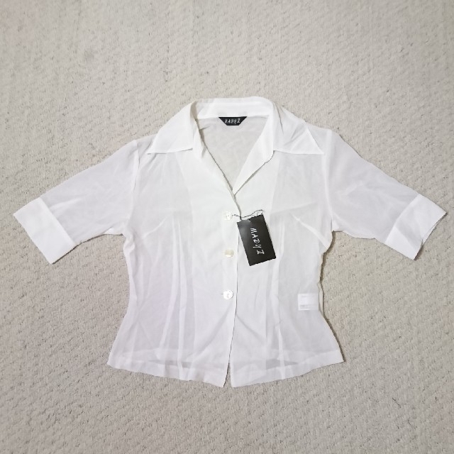 ［4091］シャツ オフホワイト レディースのトップス(シャツ/ブラウス(半袖/袖なし))の商品写真