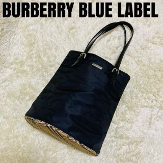 バーバリー(BURBERRY)の【希少モデル】バーバリーブルーレーベル バケツ型トートバッグ ノバチェック 黒(トートバッグ)