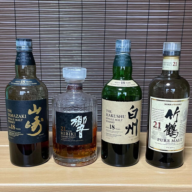 【ウイスキー】山崎18年&白州18年&響21年&竹鶴21年 【開封済】