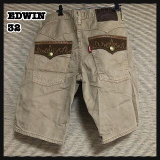 エドウィン(EDWIN)の【EDWIN】ハーフパンツ　皮パッチ　ウエスタン　32　刺繍　綿　ジーンズ 91(ショートパンツ)