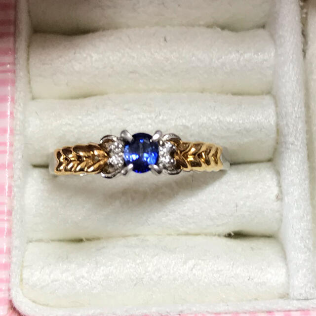 専用ですブルーサファイアリング　0.18ct pt900   K18 12号 レディースのアクセサリー(リング(指輪))の商品写真