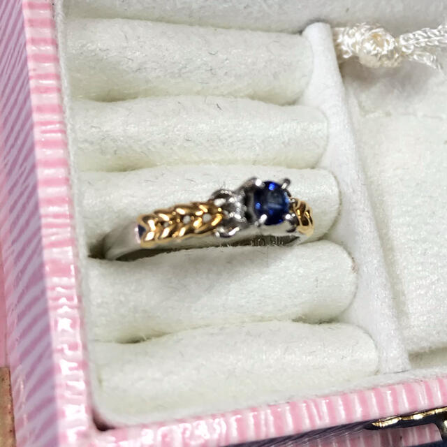 専用ですブルーサファイアリング　0.18ct pt900   K18 12号 レディースのアクセサリー(リング(指輪))の商品写真