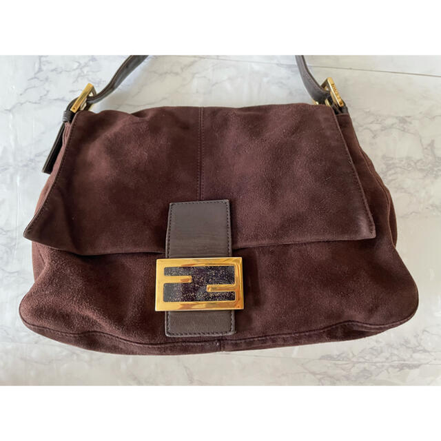 FENDI ショルダーバッグ マンマバケット スエード ブラウン-