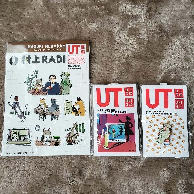 UNIQLO(ユニクロ)の村上春樹　ユニクロUT ピンズ ステッカー　3点セット エンタメ/ホビーのエンタメ その他(その他)の商品写真