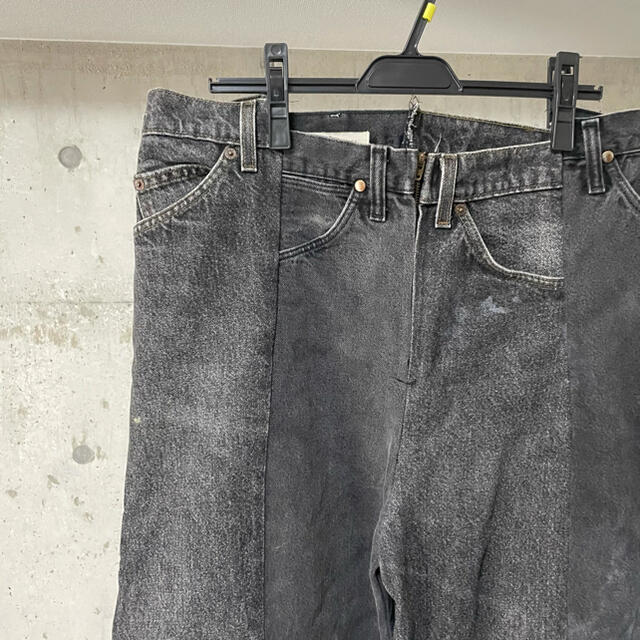 77circa ブラック ワイドデニム ブラック リメイクデニム メンズのパンツ(デニム/ジーンズ)の商品写真