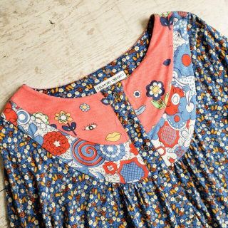 TSUMORI CHISATO ワンピース シルク ウール スワン 白鳥 総柄