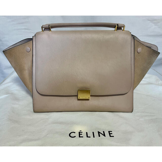 素材レザー×スエード大特価！破格★美品★ CELINE トラペーズ ハンドバッグ