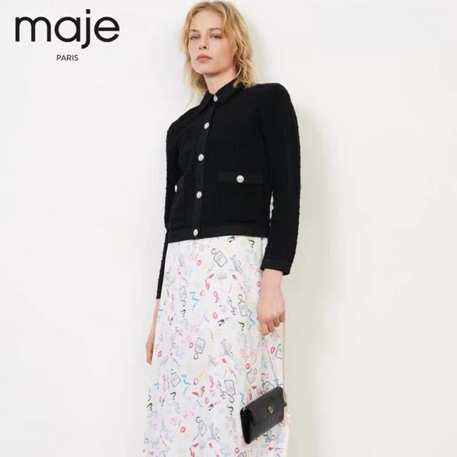 緑林シリーズ ❤️maje2021新作 新品 黒ニットカーディガン 綺麗上品