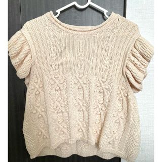 ザラ(ZARA)のZARA ラッフル袖ニットトップス(Tシャツ(半袖/袖なし))