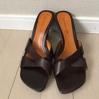 エンゾーアンジョリーニ(Enzo Angiolini)のブラウン革ウェッジサンダルsize5M22.5cm(サンダル)