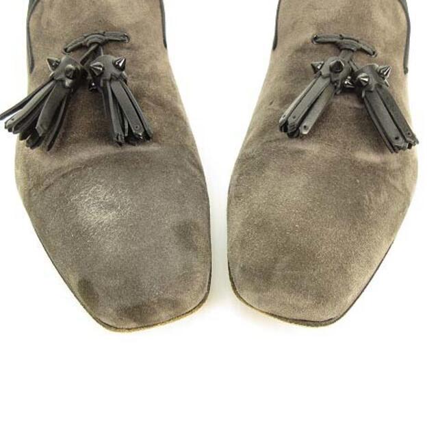 Christian Louboutin(クリスチャンルブタン)のスウェード タッセル ローファー スリッポン 44 チャコールグレー IBO1 メンズの靴/シューズ(スリッポン/モカシン)の商品写真
