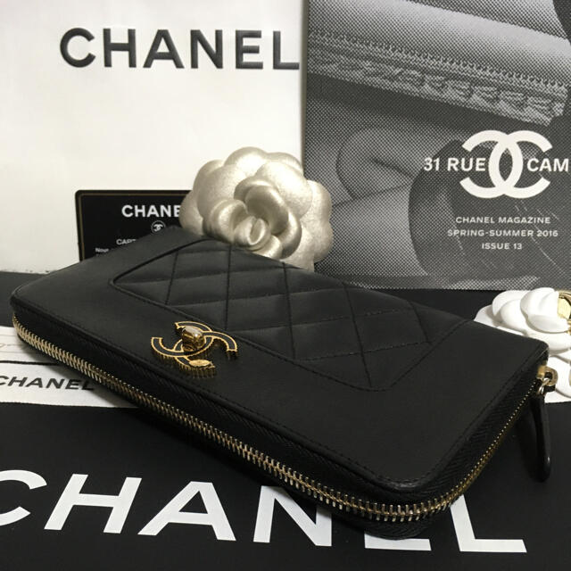 CHANEL シャネル 美品 マドモアゼル 長財布 ラウンドファスナー