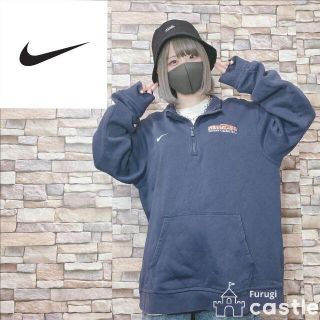 ナイキ(NIKE)のNIKE ナイキ ハーフジップトレーナー スウェット 紺 ネイビー L(スウェット)