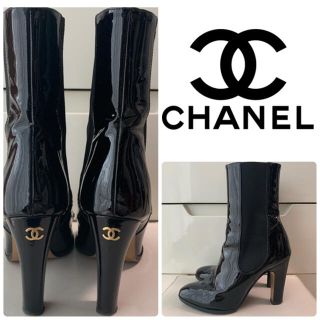 シャネル(CHANEL)のCHANEL ブラックパテント　サイドゴア　ブーツ(ブーツ)