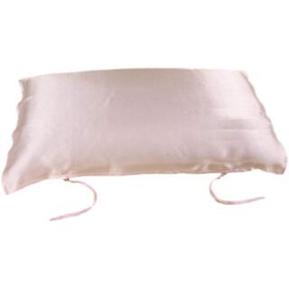 （新品）枕 カバー シルク 100% 紐付き 片面タイプ 美肌 髪 ピンク(枕)