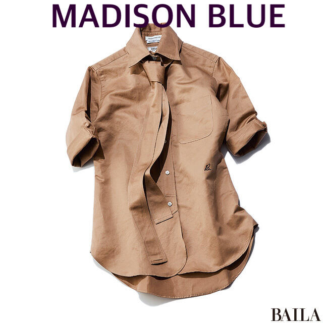 【マディソンブルー×ラカグ】コラボ　ショートスリーブボウタイシャツ/01シャツ/ブラウス(半袖/袖なし)