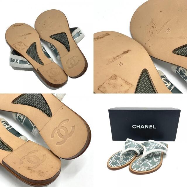 CHANEL(シャネル)のシャネル CHANEL ペタンコ CC ココマーク フラット サンダル ウッド グリーン系 レディースの靴/シューズ(サンダル)の商品写真