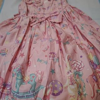 アンジェリックプリティー(Angelic Pretty)のアンジェリックプリティ初版初期布タグ完全新品ジャンパースカートとカチューシャ(ひざ丈ワンピース)