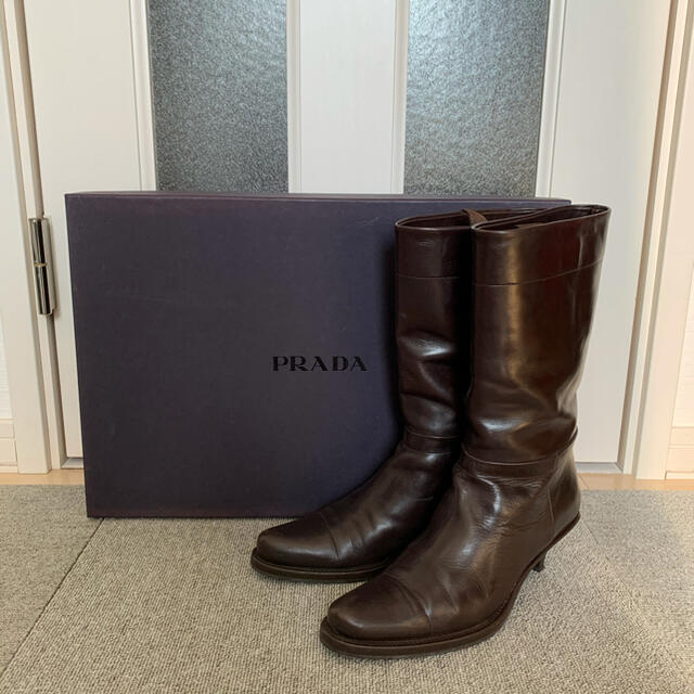 サイズ37 PRADA ロングブーツ ダークブラウン プラダ 2022年新作 www