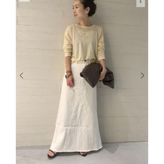 プラージュ(Plage)の【ヘルシーデニム】WHT DENIM SLIT LONG スカート(ロングスカート)