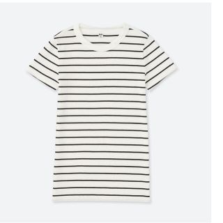 ユニクロ(UNIQLO)のリブボーダークルーネック半袖(Tシャツ(半袖/袖なし))