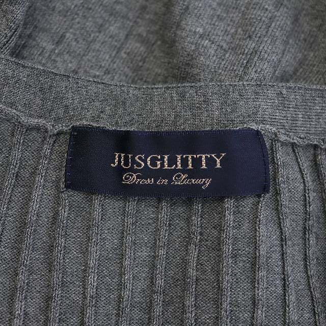 JUSGLITTY(ジャスグリッティー)のジャスグリッティー JUSGLITTY ビーズ装飾長袖リブニットカーディガン 2 レディースのトップス(カーディガン)の商品写真